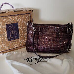 Brighton faux crocodile print leather purse, color rich purple